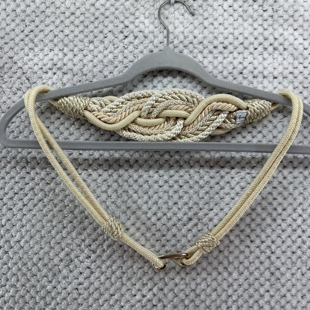 Saks Fifth Avenue Belt Womens Cream Gold Rope Knotted Coquette Feminine - Picture 3 of 8